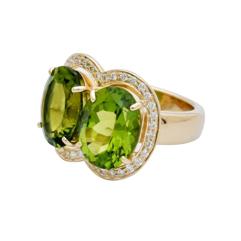 women’s rings with sapphires for engagement for wedding-Ring- Peridot and Diamond  (2202C)