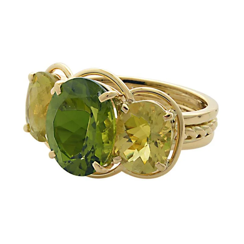 women’s custom engagement rings with diamonds for wedding rings-Ring-Peridot and Lemon Quartz  (1916R)