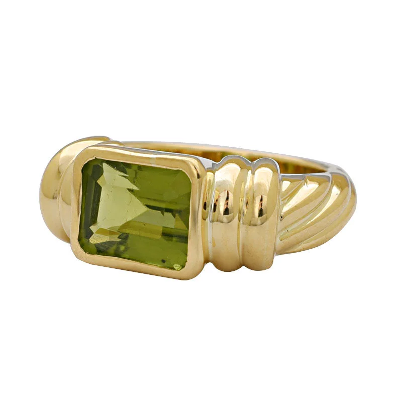 vintage wedding rings for women with sapphires and emeralds-RING - PERIDOT IN 18K GOLD