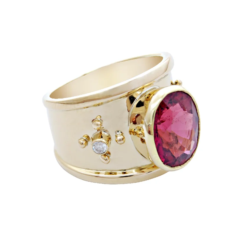 men’s rings with diamonds and sapphires for wedding engagement-Ring-Rubellite and Diamond  (1766A)