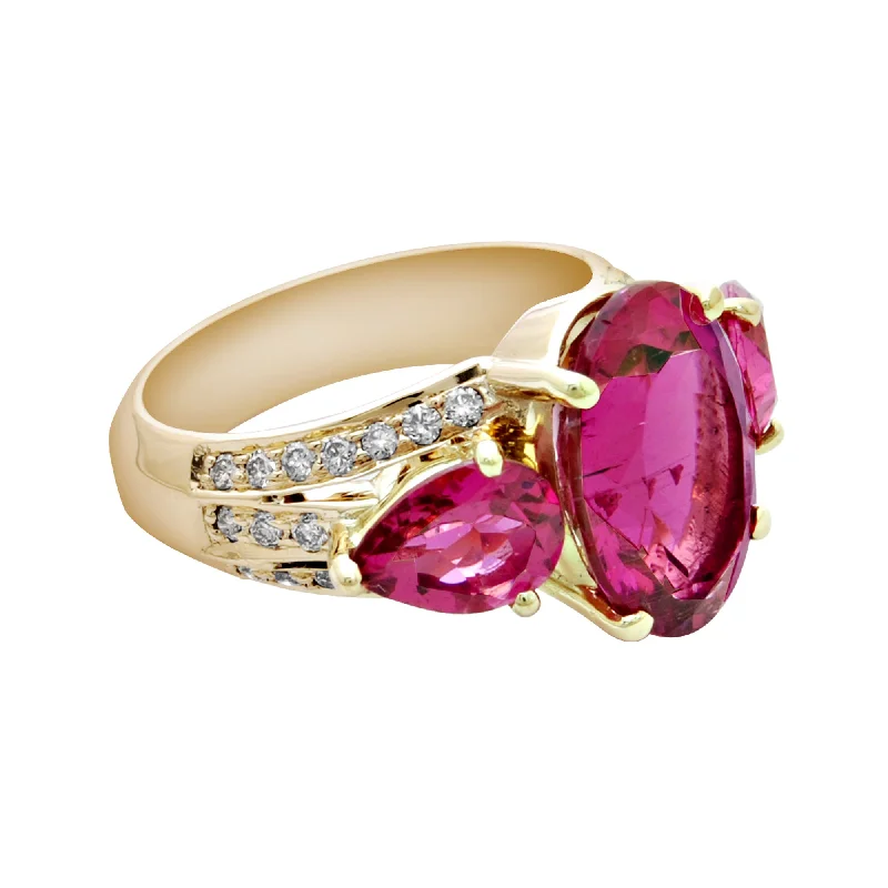 women’s wedding bands with sapphires and rubies for engagement rings-Ring-Rubellite and Diamond  (1795G)