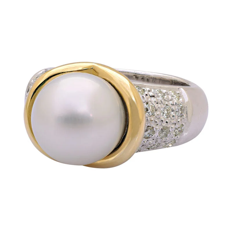 men’s wedding rings with rubies and sapphires for wedding-Ring-South Sea Pearl and Diamond