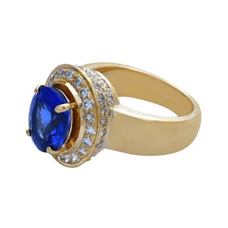 custom sapphire wedding bands for men-Ring- Tanzanite and Diamond  (2183R)