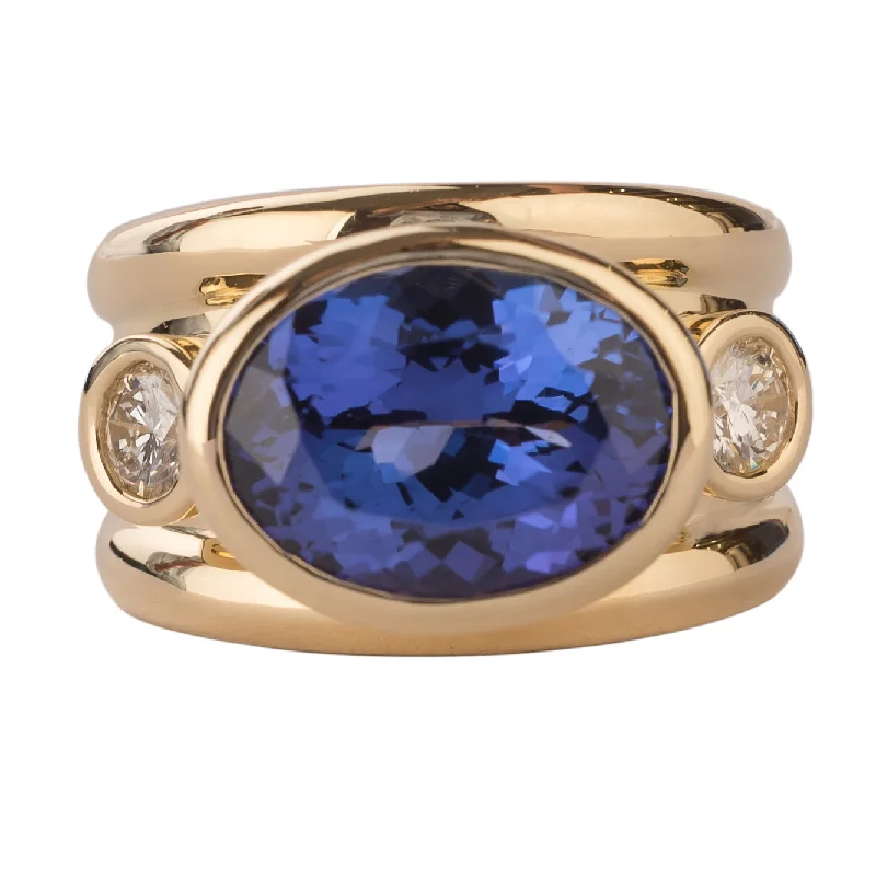 men’s platinum rings with sapphires for engagement-Ring- Tanzanite and Diamond