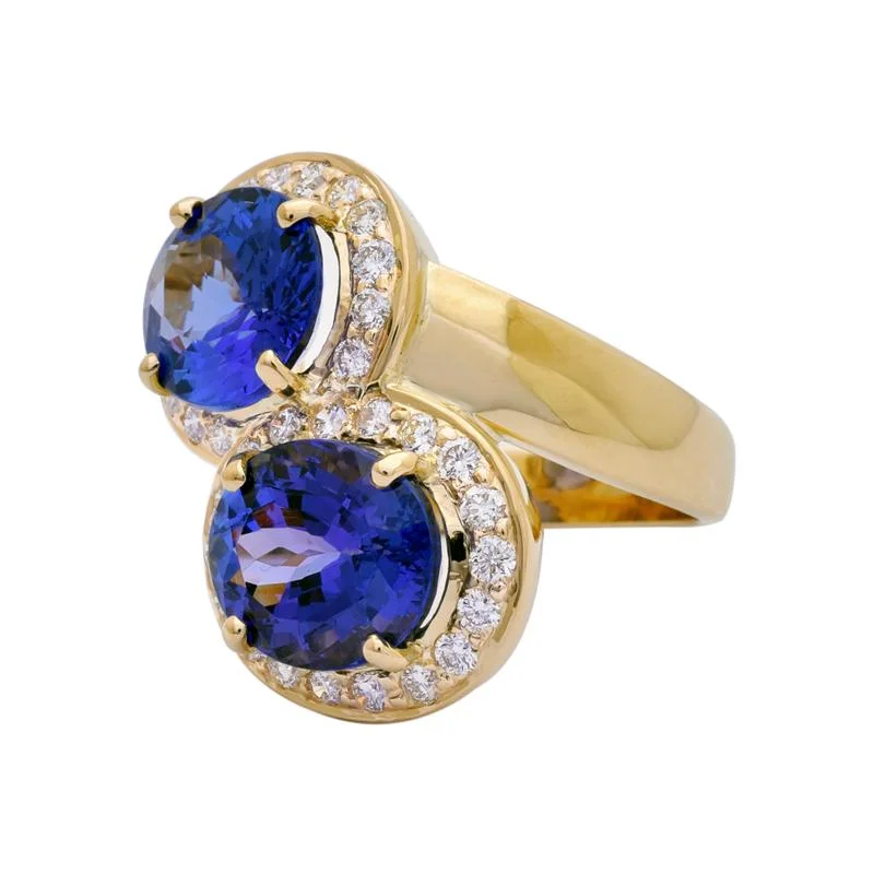 men’s custom engagement rings with sapphires and rubies-Ring- Tanzanite and Diamond  (2202F)