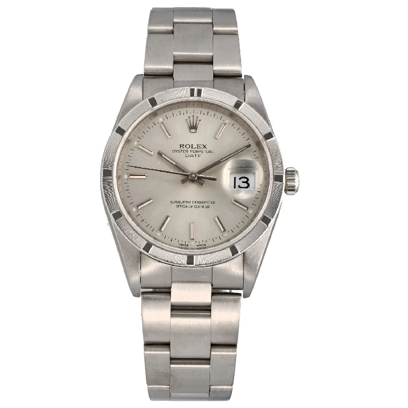 watches for men with heart rate monitoring and waterproof features -Rolex Date 15210 34mm Stainless Steel Watch