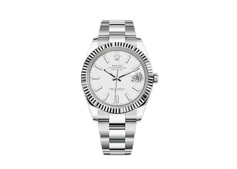 watches for women with colorful straps and bold face designs -Rolex Perpetual DateJust 41mm 126334 Oyster White Dial