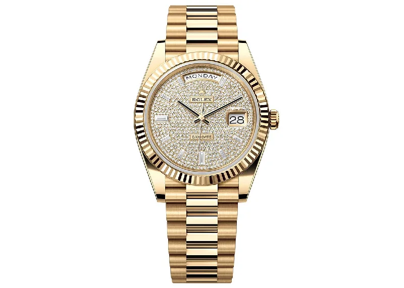 smartwatches for women with advanced sleep and fitness tracking features -Rolex Day-Date 40mm 228238 Yellow Gold President Diamond Paved Dial