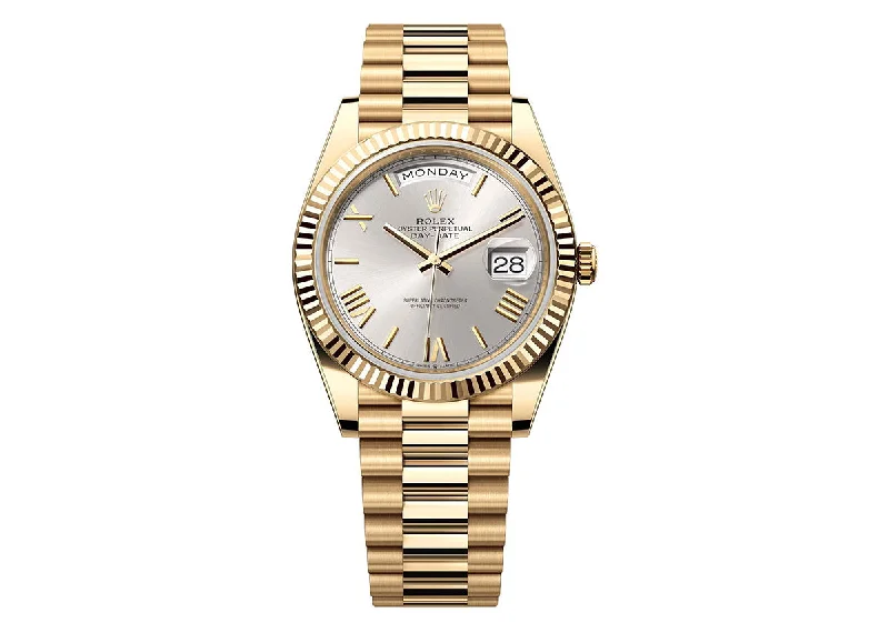 sport watches for men with fitness apps, sleep tracking, and GPS -Rolex Day-Date 40mm 228238 Yellow Gold President Silver Roman Dial