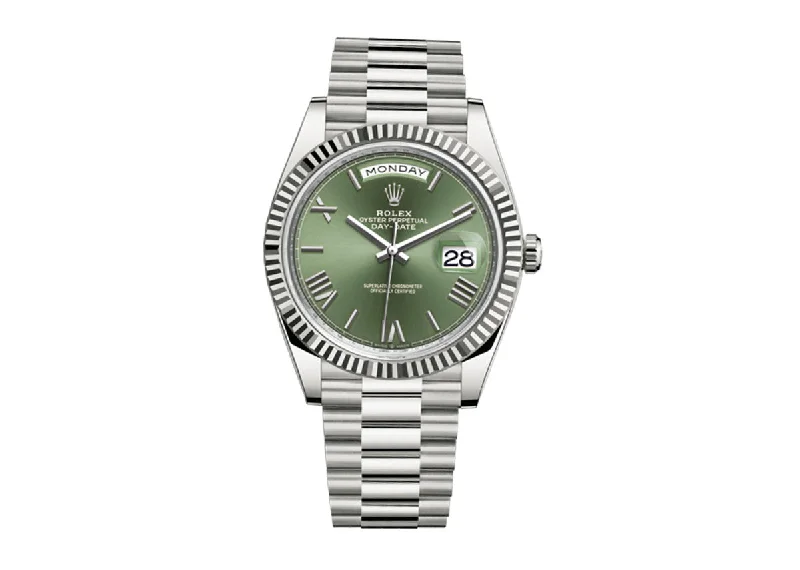 luxury watches for men with innovative designs and premium materials -Rolex Day-Date 40mm 228239 White Gold President Olive green Dial