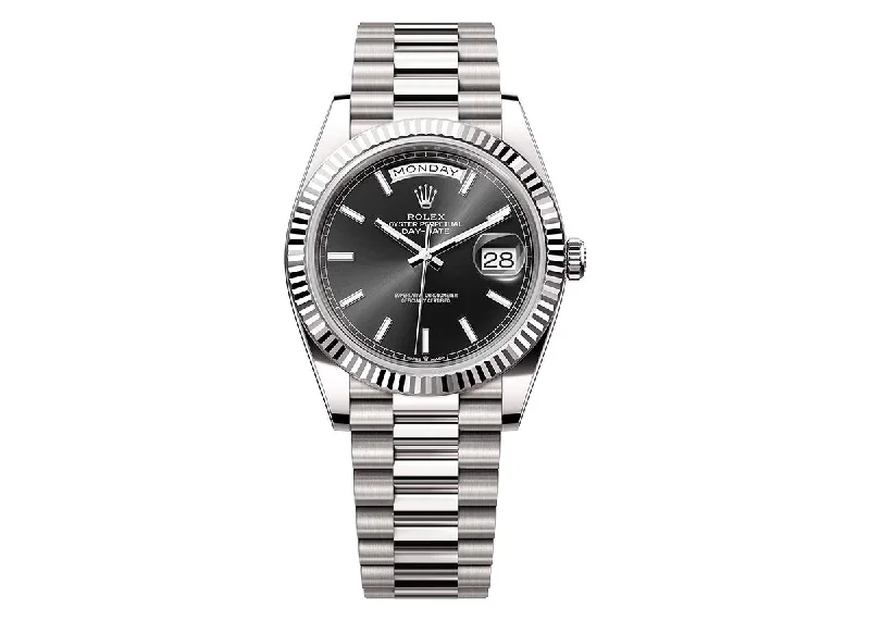 men's watches with automatic movements and rugged, outdoor features -Rolex Day-Date 40mm 228239 White Gold President Black Dial