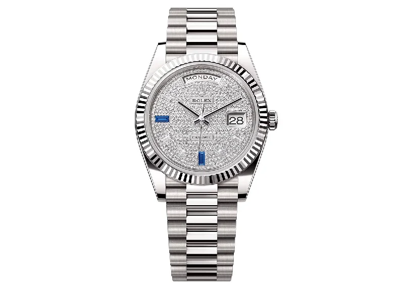 high-end smartwatches for women with health and fitness tracking -Rolex Day-Date 40mm 228239 White Gold President Diamond-Paved Dial