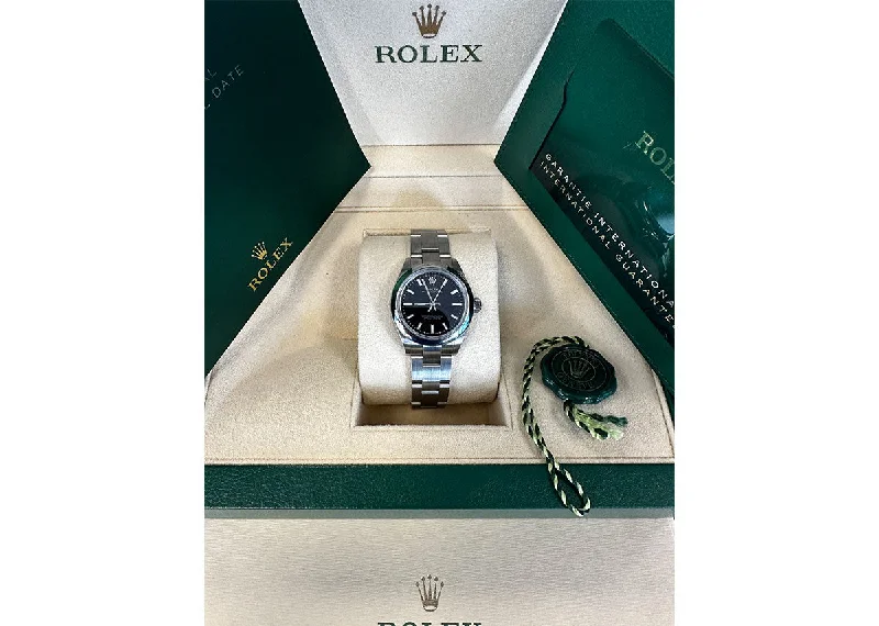 women's watches with gemstone accents and elegant strap designs -Rolex Oyster Perpetual 28mm 276200 Oystersteel Bright Black Dial