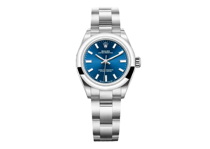 stylish watches for men with advanced digital features and custom designs -Rolex Oyster Perpetual 28mm 276200 Oystersteel Bright Blue Dial