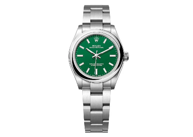 men's watches with classic round faces and leather straps -Rolex Oyster Perpetual 31mm 277200 Oystersteel Green Dial