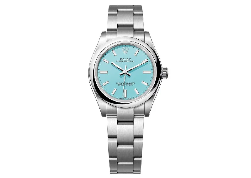 minimalist women’s watches with thin cases and simple designs -Rolex Oyster Perpetual 31mm 277200 Oystersteel Turquoise Blue Dial