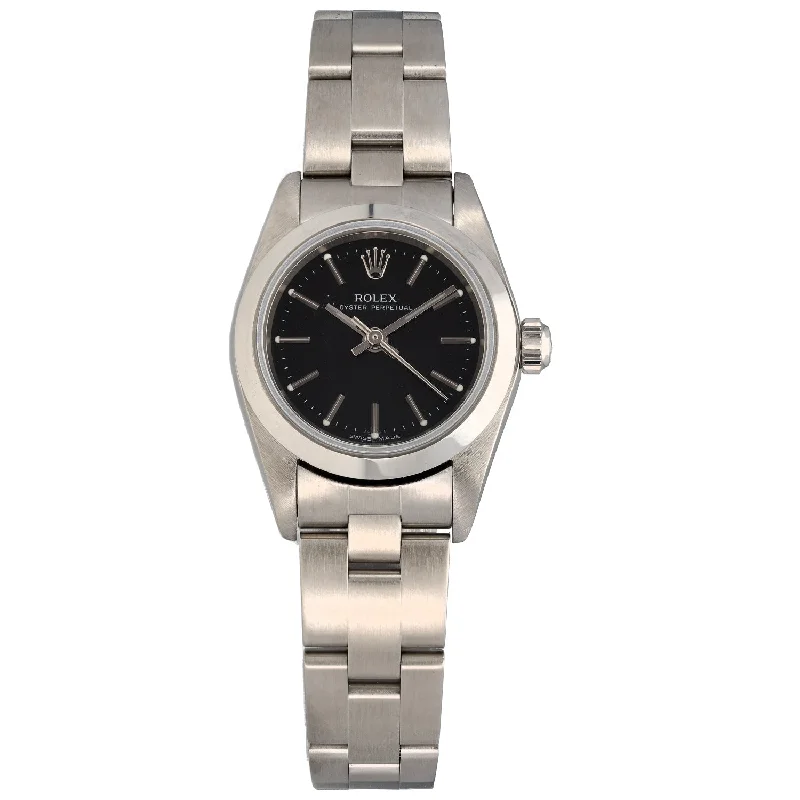 women's watches with thin profiles and elegant metal bands -Rolex Oyster Perpetual 76080 24mm Stainless Steel Watch