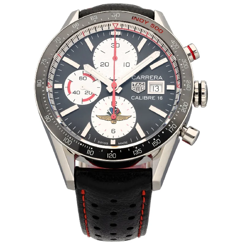 men's watches with classic faces and interchangeable silicone straps -Tag Heuer Carrera CV201AS 41mm Stainless Steel Watch