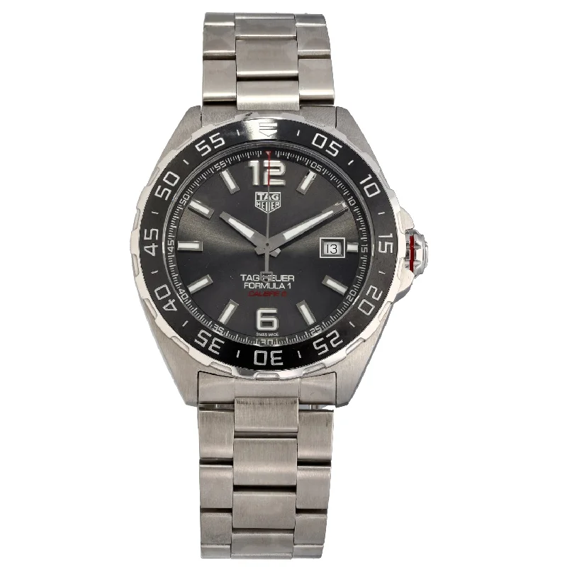 men's watches with leather straps and bold digital features -Tag Heuer Formula 1 WAZ2011 43mm Stainless Steel Watch