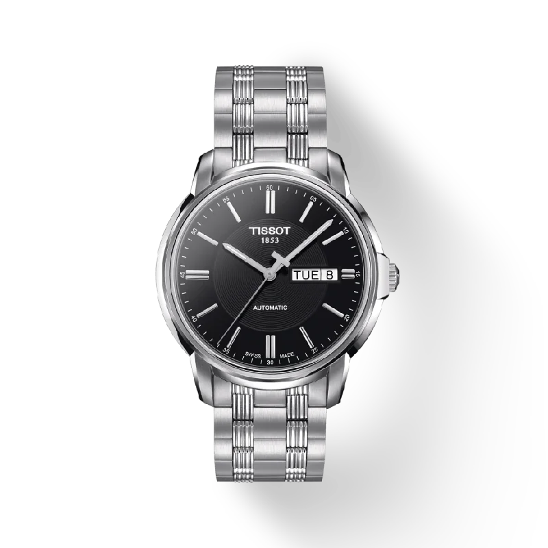 elegant women's watches with leather straps and minimalist faces -Tissot Automatics 3 Gents Watch