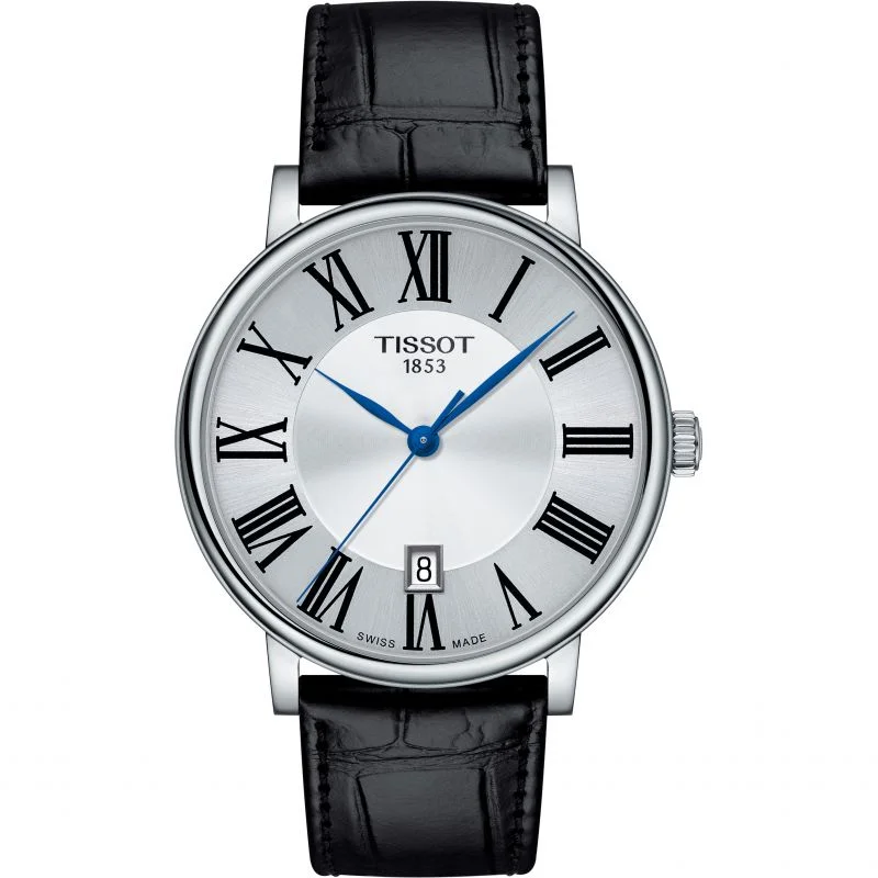 women’s watches with vibrant designs and interchangeable bands -Tissot Carson Premium Black Leather Strap Gents Watch