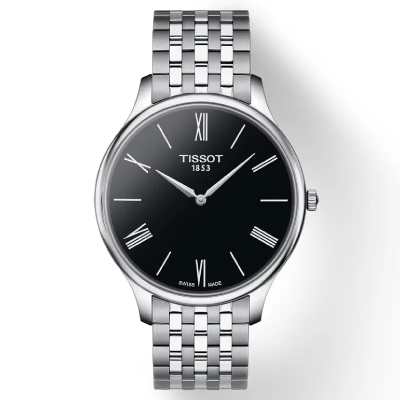 watches for women with colorful straps and bold face designs -Tissot T-Classic Black Dial Men 39mm