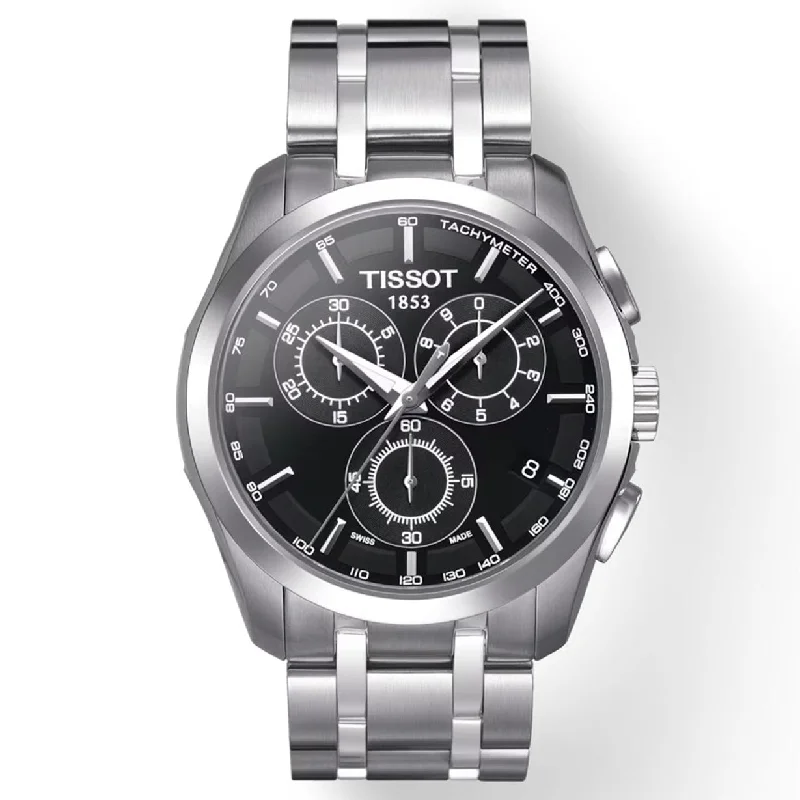 women's watches with thin profiles and elegant metal bands -Tissot T-Classic Black Dial Men 41mm