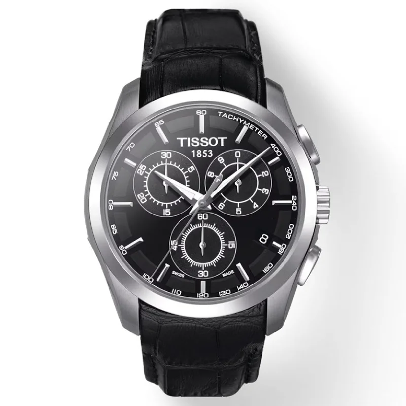 watches for women with leather and metal hybrid bands and modern dials -Tissot T-Classic Black Dial Men 41mm