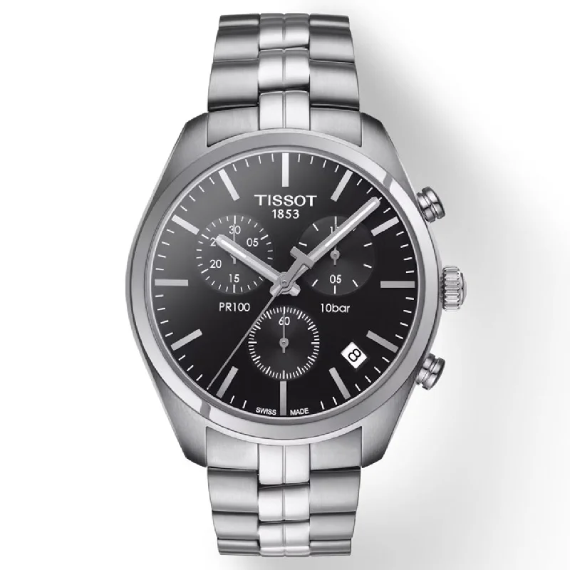 watches for men with solar-powered movement and leather bands -Tissot T-Classic Black Dial Men 41mm