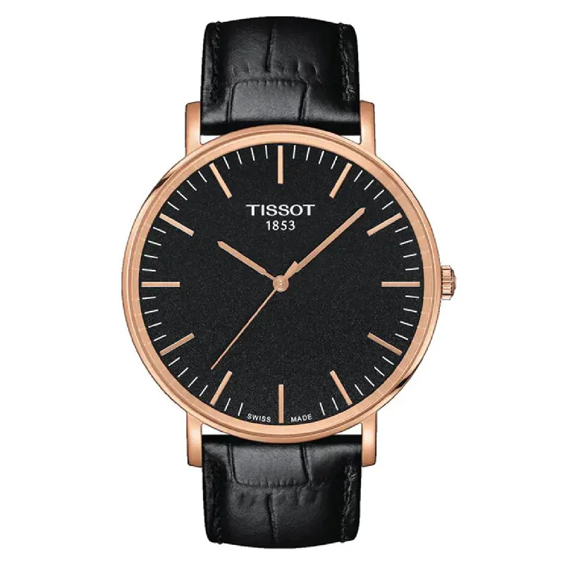 men's watches with classic round faces and leather straps -Tissot T-Classic Black Dial Men 42mm