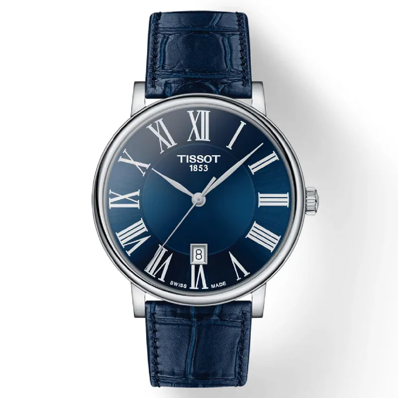 elegant women's watches with slim cases and high-quality materials -Tissot T-Classic Blue Dial Men 40mm