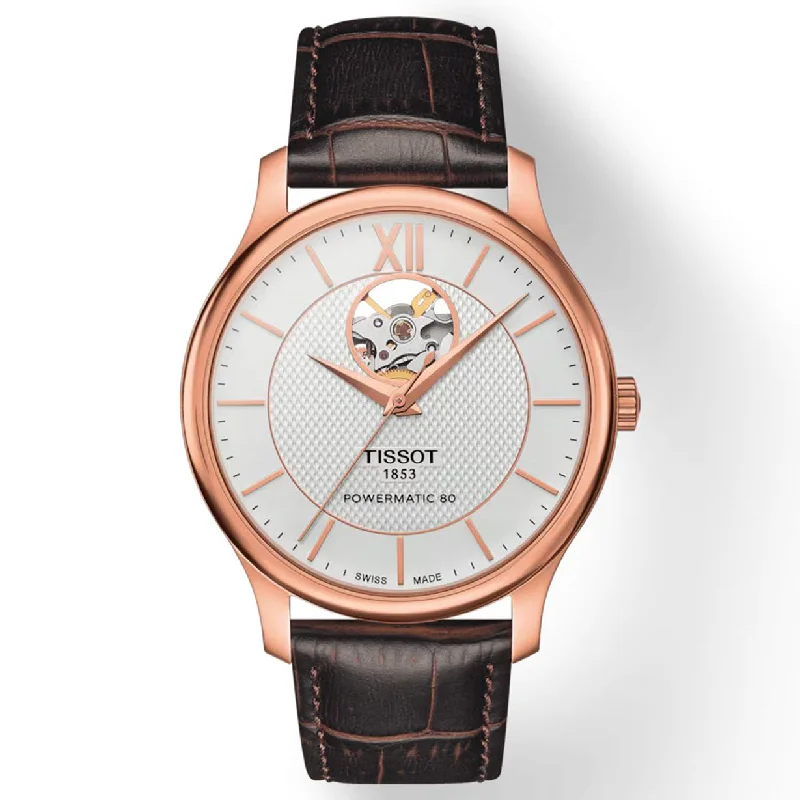 elegant men’s watches with gold-plated details and automatic movement -Tissot T-Classic Silver Dial Men 40mm