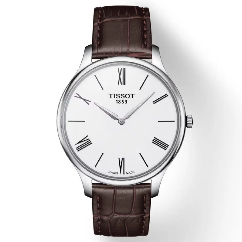 men’s watches with rugged construction and digital features -Tissot T-Classic White Dial Men 39mm