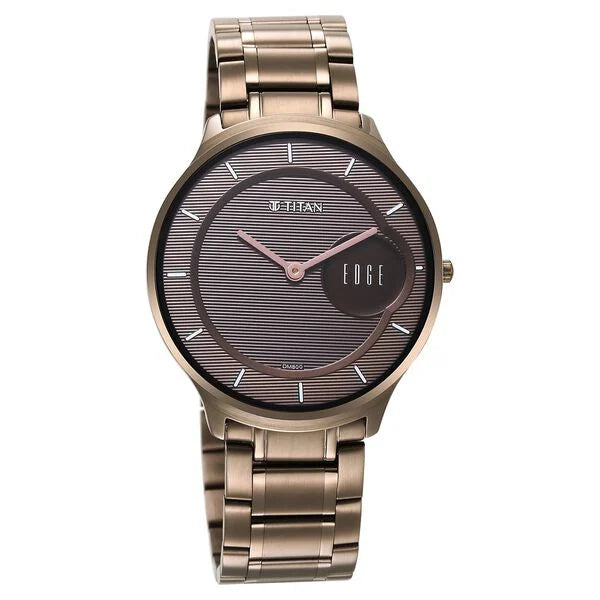 men's watches with luxurious finishes and advanced movement technology -Titan Edge Baseline Grey Dial Analog Stainless Steel Strap watch for Men 1843qm02