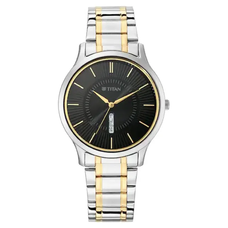 high-end watches for men with multi-functional and smart features -Lagan Men Black Dial & Stainless Steel Strap