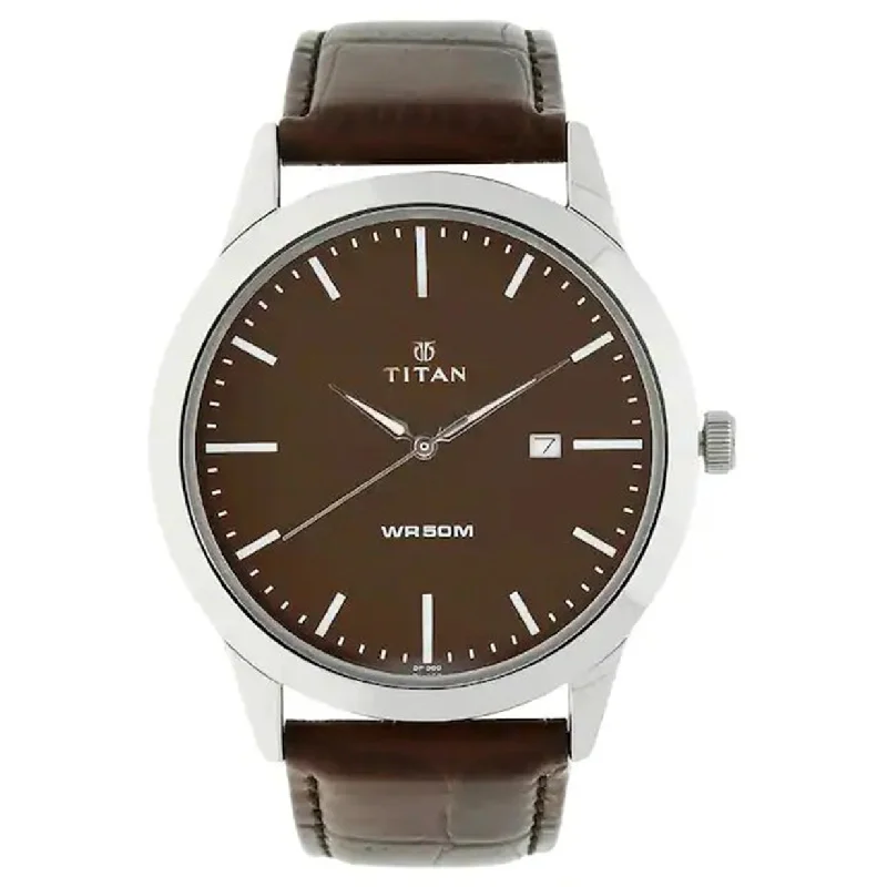 digital watches for men with advanced tracking and custom features -Titan Analog Men Brown Dial