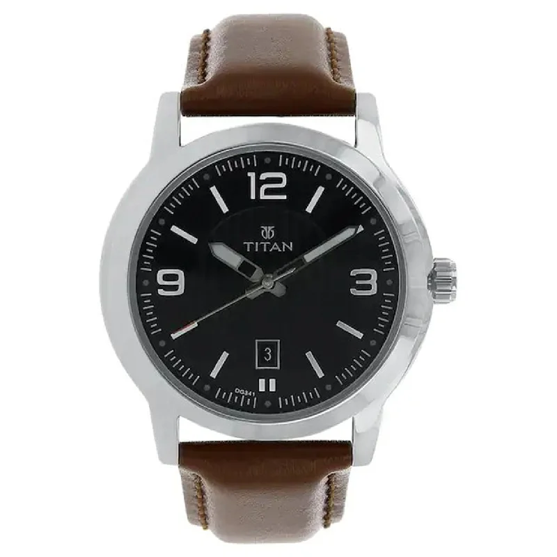 men's watches with classic faces and interchangeable silicone straps -Titan Men Black Dial