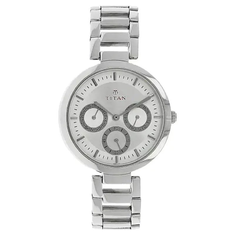 best watches for men with chronograph and date features -Titan Men Silver Stainless Steel Strap