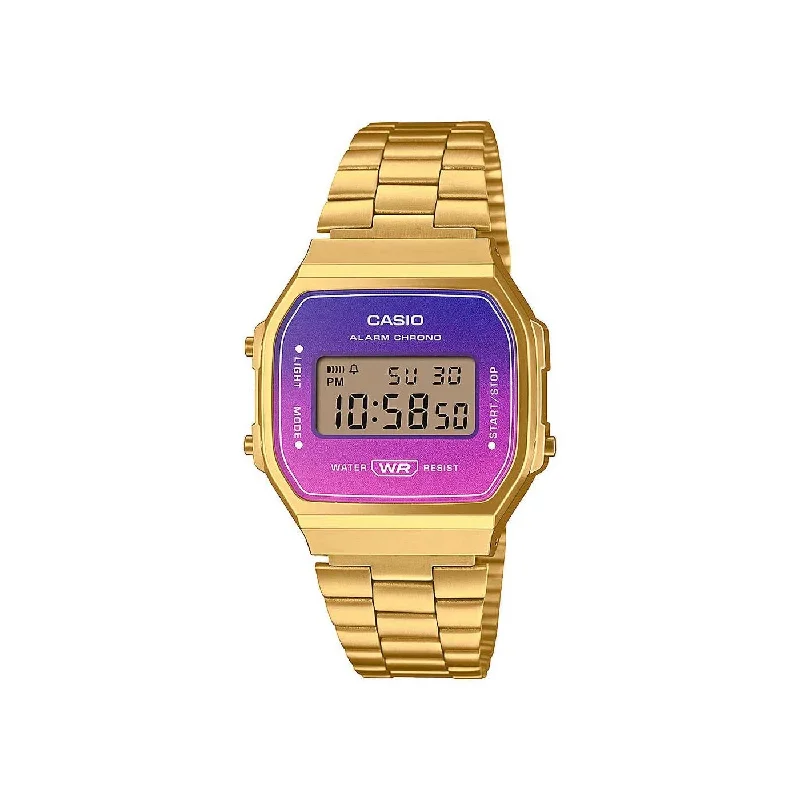 men’s watches with high-tech functionality and luxury leather bands -Casio Vintage Purple to Pink Fade Dial Golden Watch