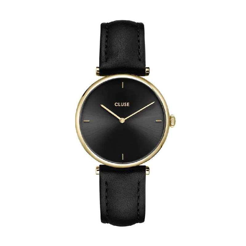 luxury watches for men with sophisticated features and premium bands -Cluse Triomphe Black Face Leather Strap Watch CW10404